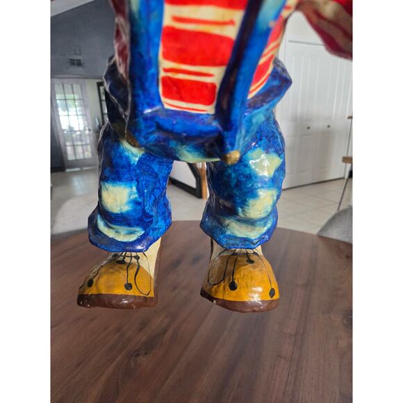 Vintage Papier Mâché Hanging Clown with Balloons 30" Bright Circus Decor - Picture 7 of 10